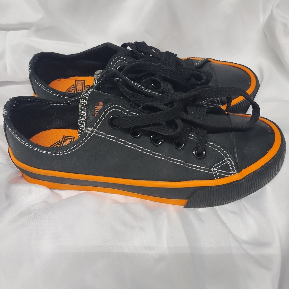 Harley-Davidson Womens Black and Orange Sneakers